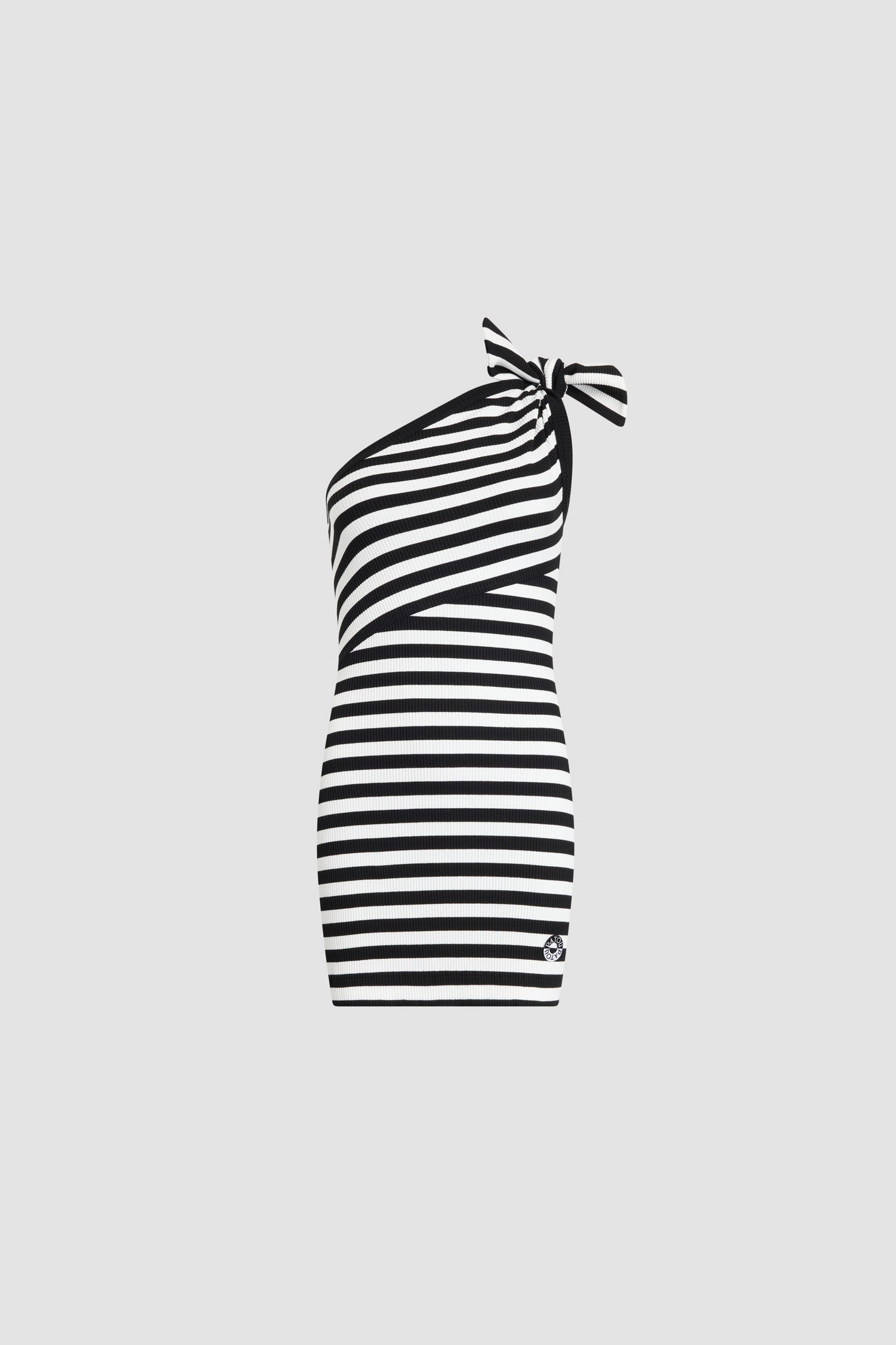 Patou JE235 robe courte rayée noir blanc coton