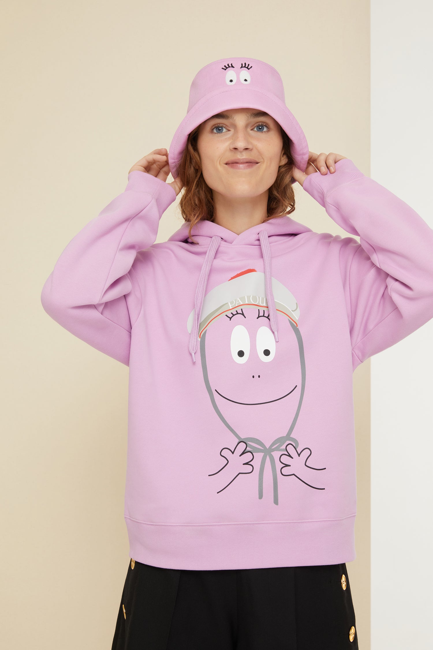 Patou Barbapapa JE048 sweat à capuche coton bio lilas