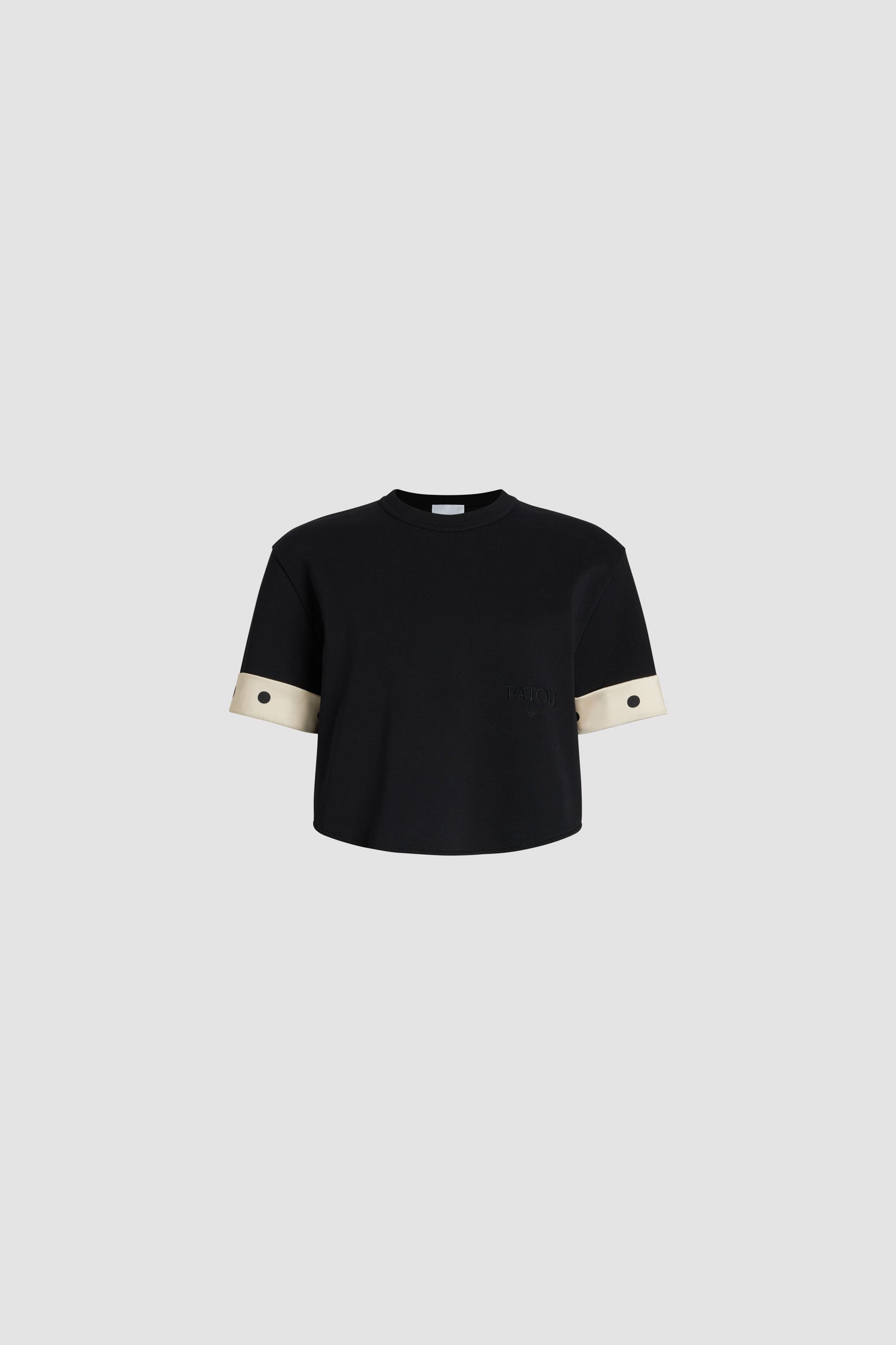Patou JE127 t-shirt noir coton bio crop soie