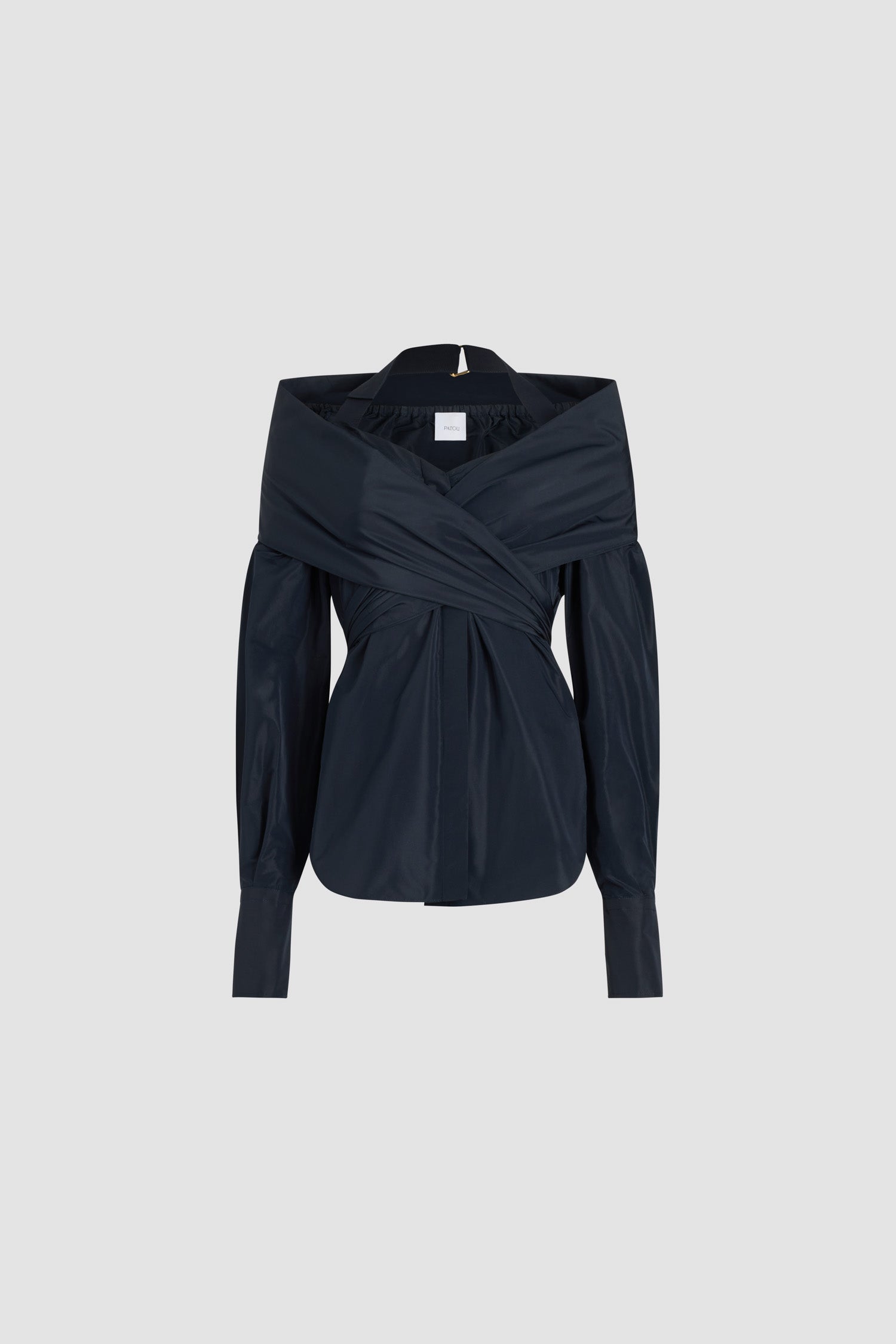 Patou P25BL037 blouse faillé recyclé cache-cœur Navy Black