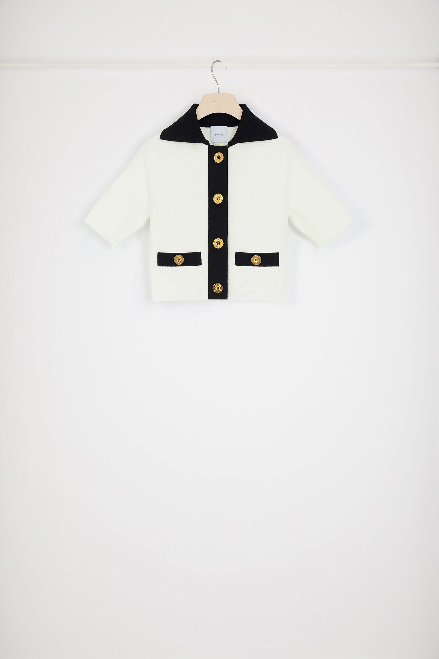 Patou P24KN170 gilet maille 3D blanche boutons JP