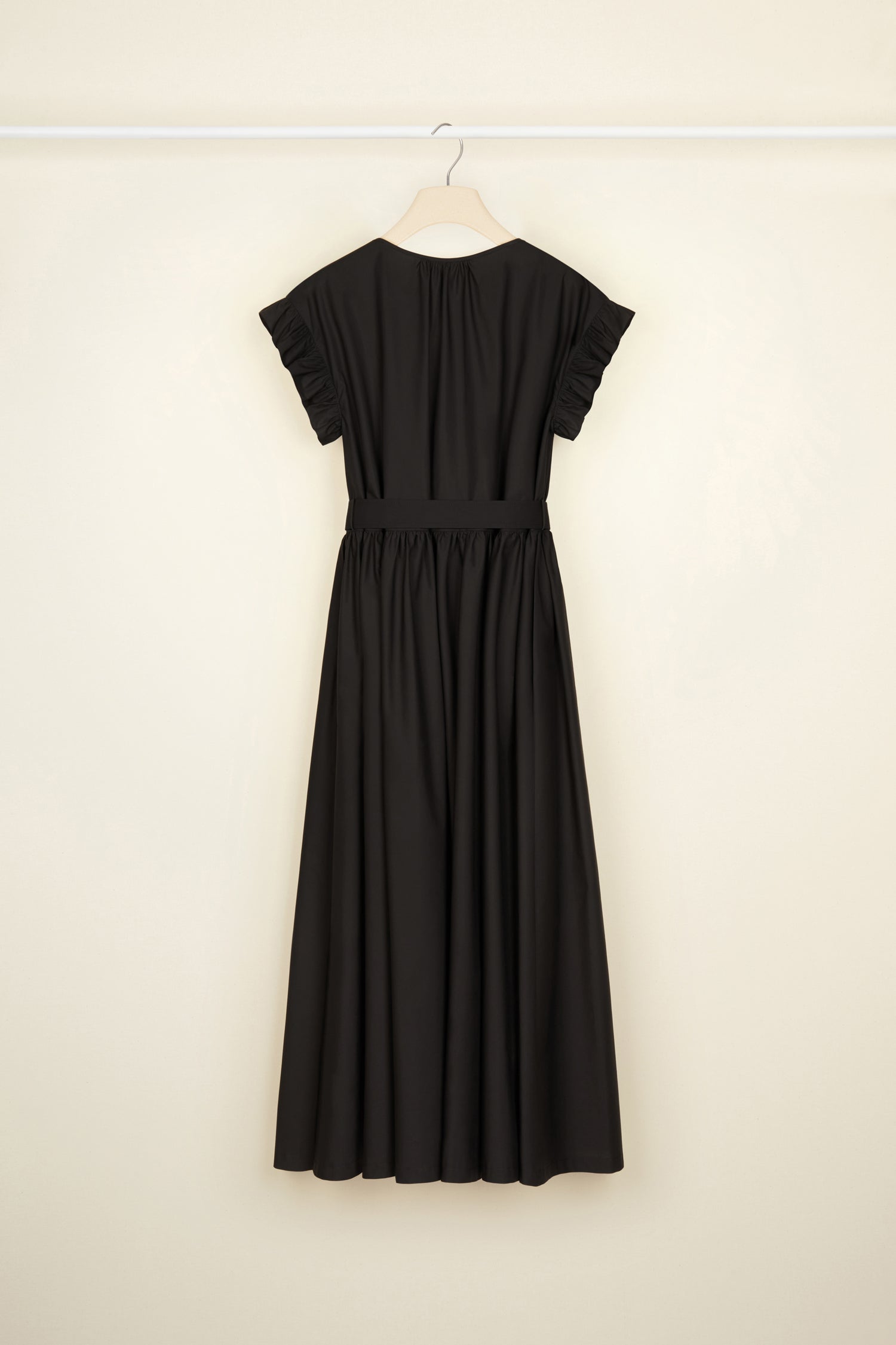Patou DR087 robe coton maxi noire volants