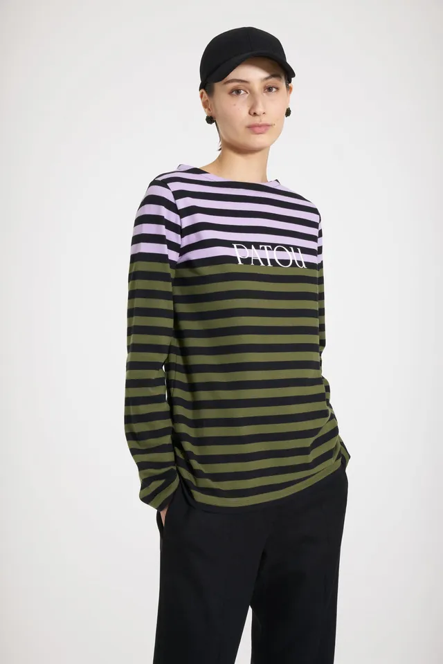 Patou Tops JE030 mariniere Khaki Green coton bio
