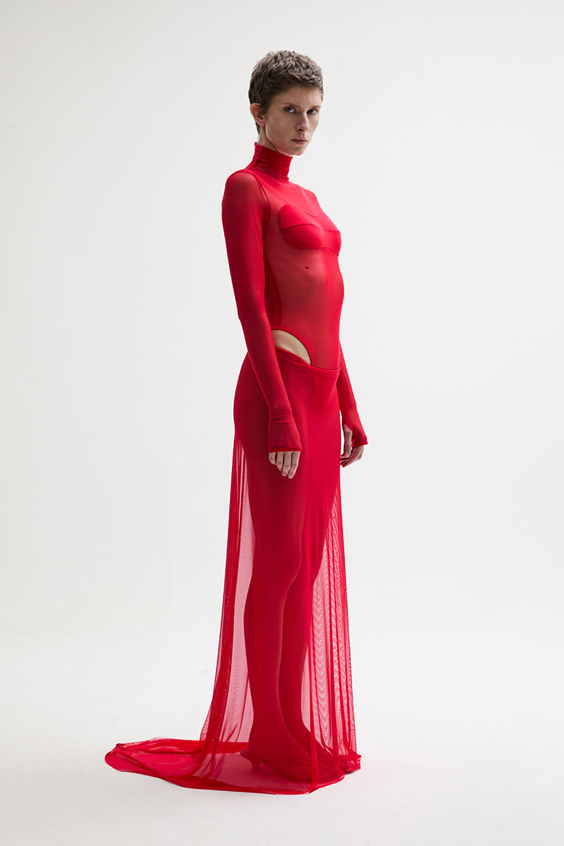 ATU Body Couture CARDINAL robe longue S tulle rouge