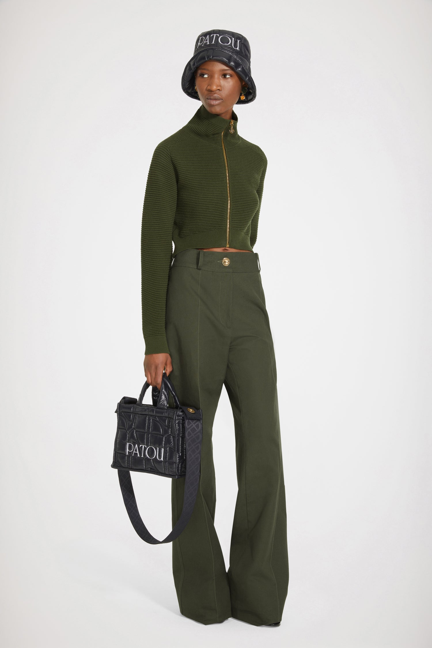 Patou TR023 pantalon évasé coton bio Winter Moss