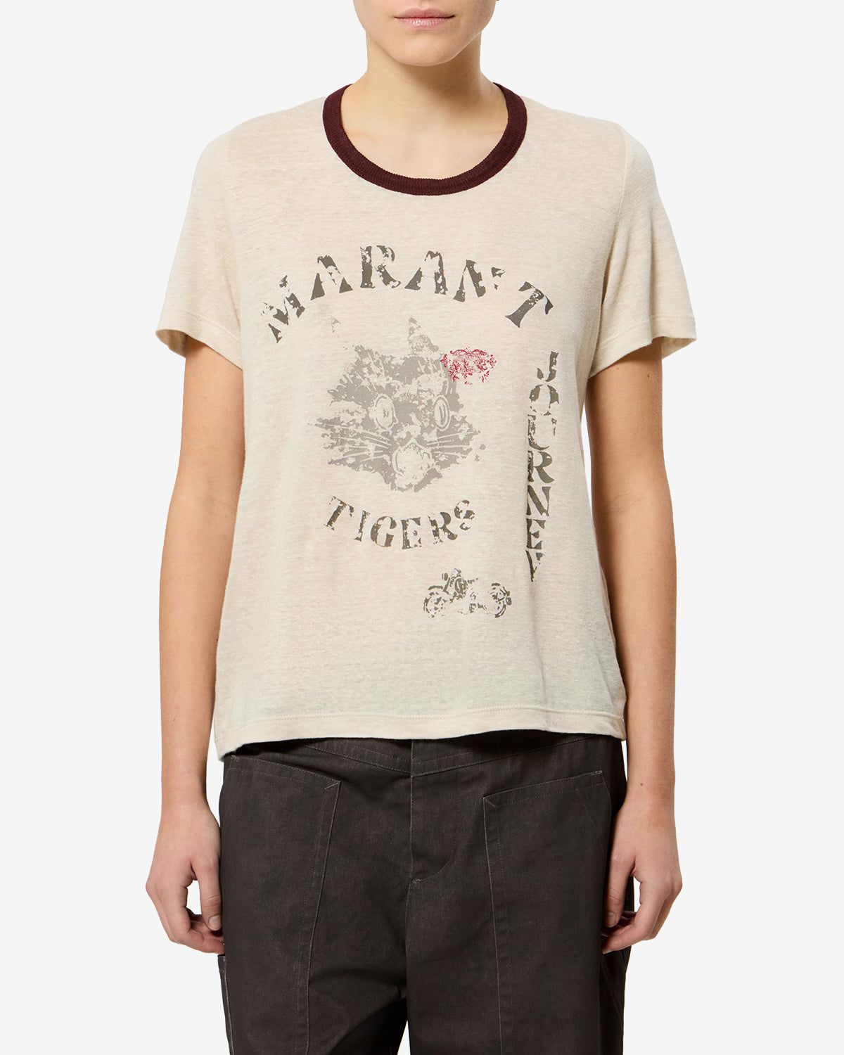 Isabel Marant Kiliann TS0016FA t-shirt beige clair lin