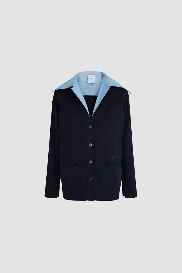 Patou Knitwear KN344 cardigan coton bleu marine S
