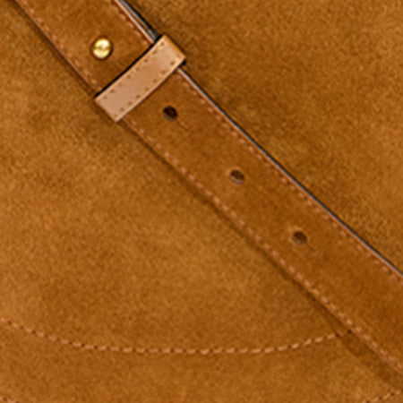 Isabel Marant Oskan Soft Zip sac cuir velours cognac