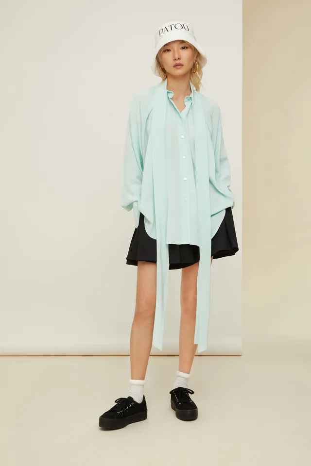 Patou P22BL0150013702G blouse verte soie Water Green