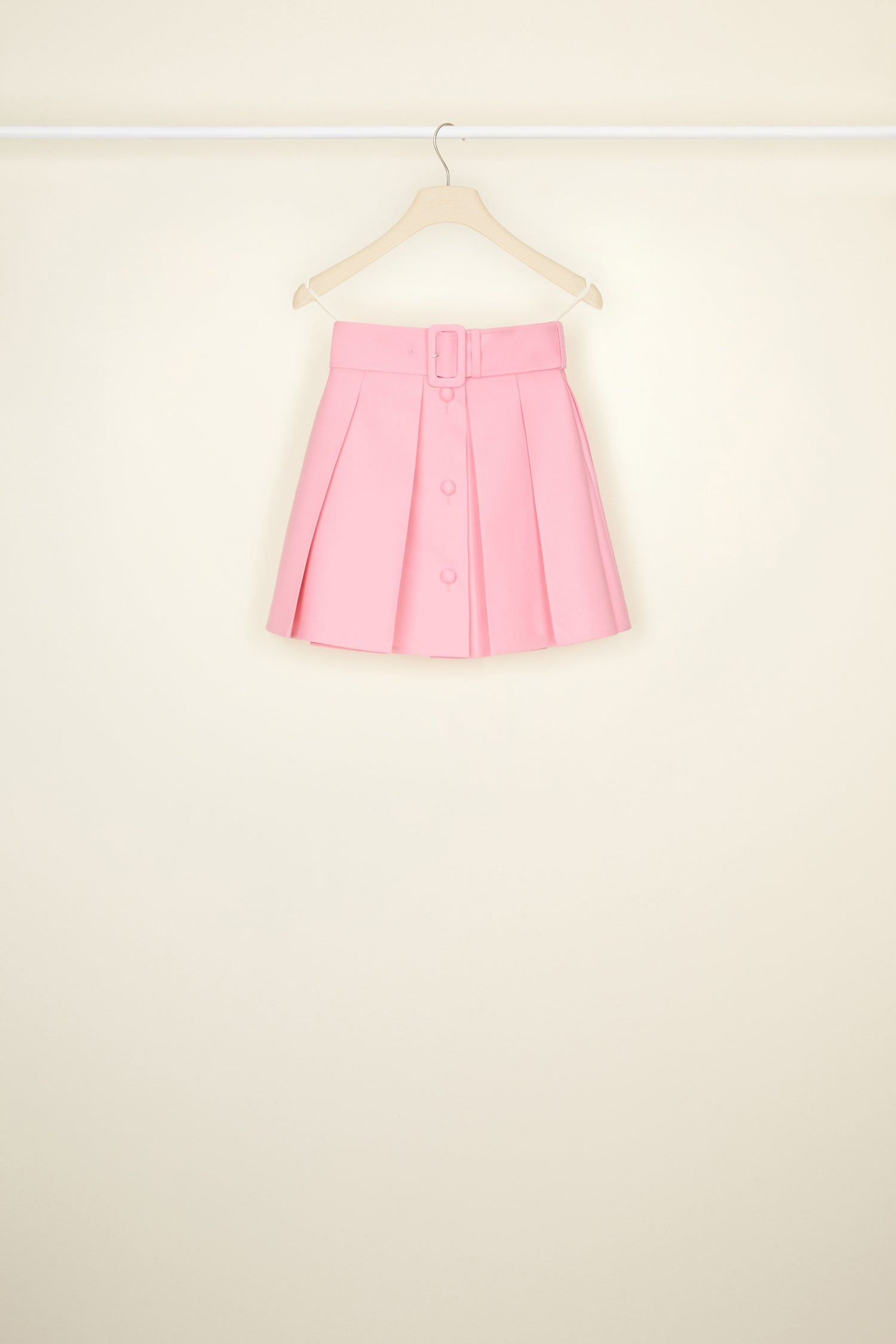 Patou SK024 mini-jupe plissée rose coton bio laine
