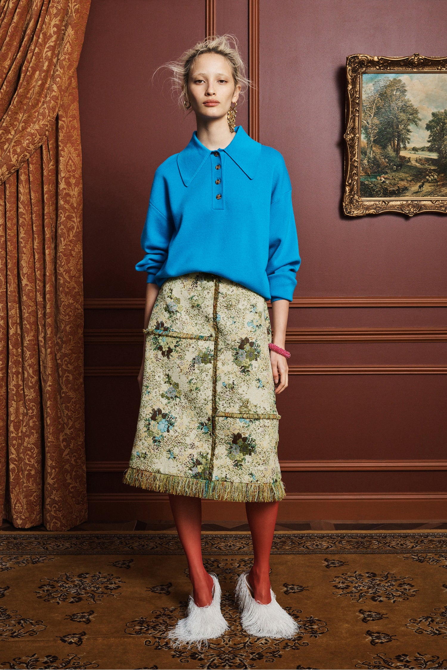 Alemäis Whitney Skirt jupe midi jacquard à franges