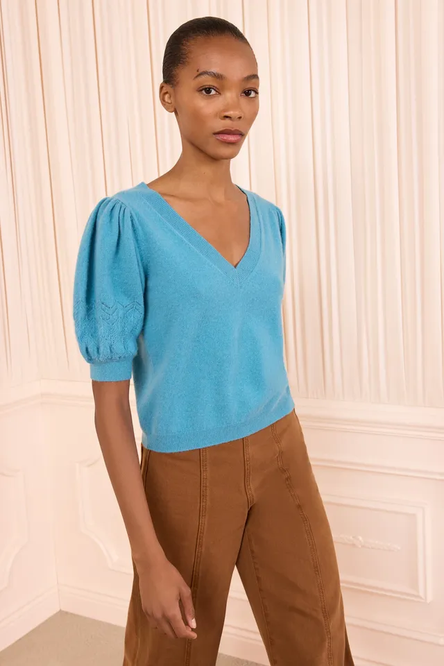 Ulla Johnson Reina Top Cachemire Bleu Cerulean