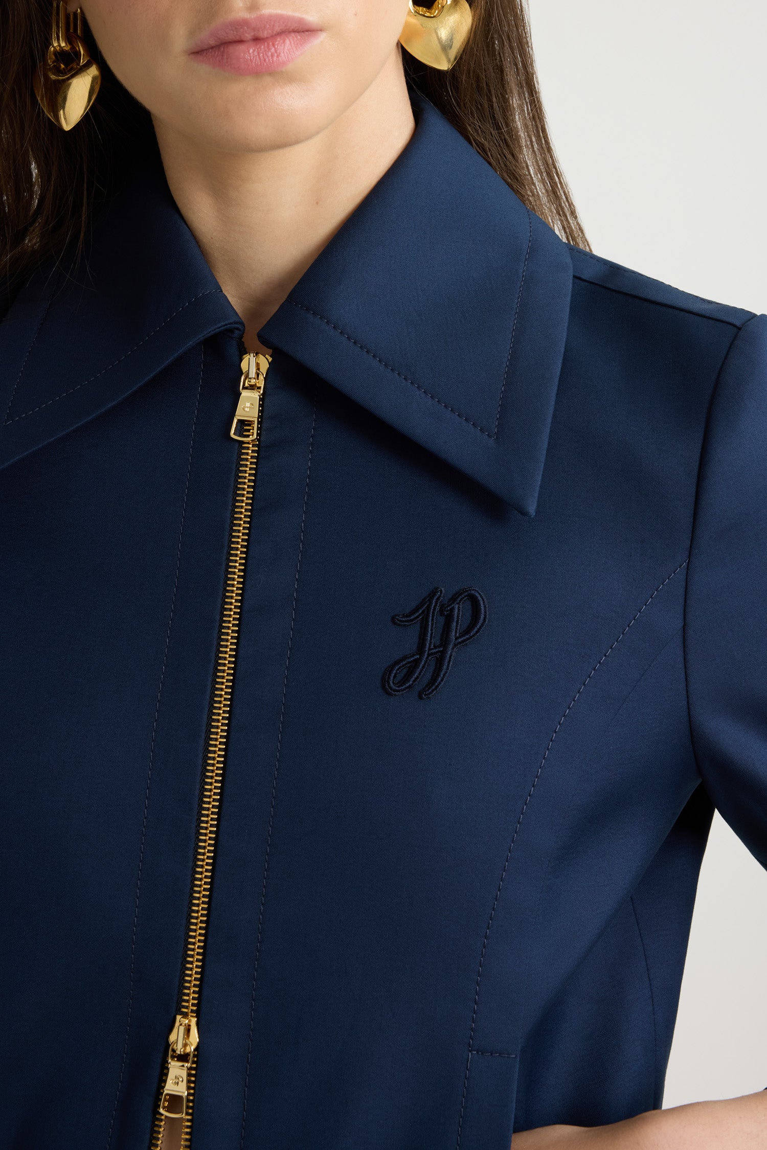 Patou Short zipped jacket veste coton bleu Navy Black 38