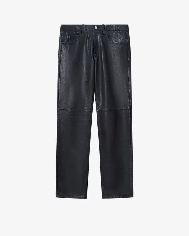Isabel Marant Jude pantalon cuir agneau bleu marine