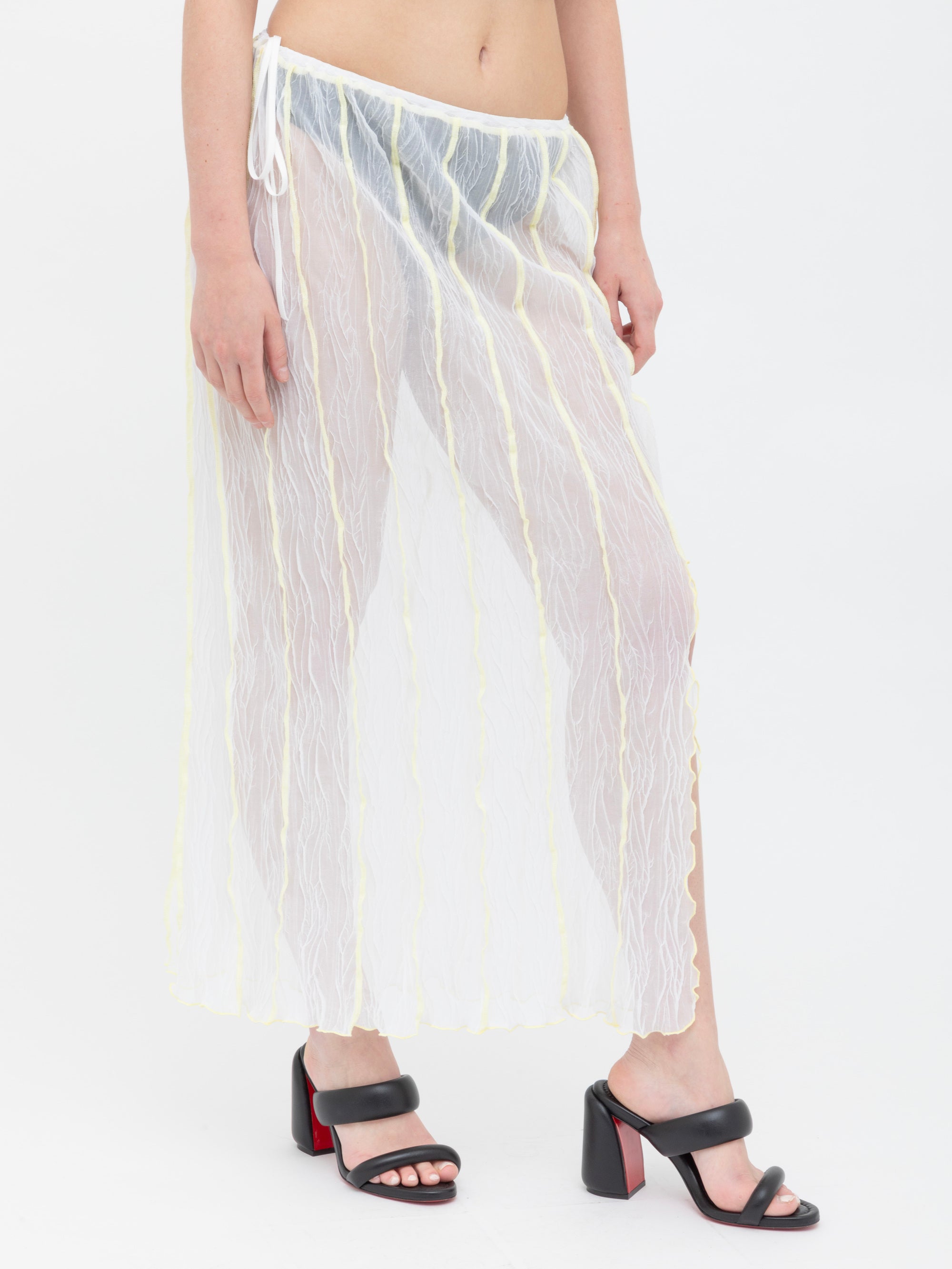 Ester Manas Crumpled jupe longue blanche mesh