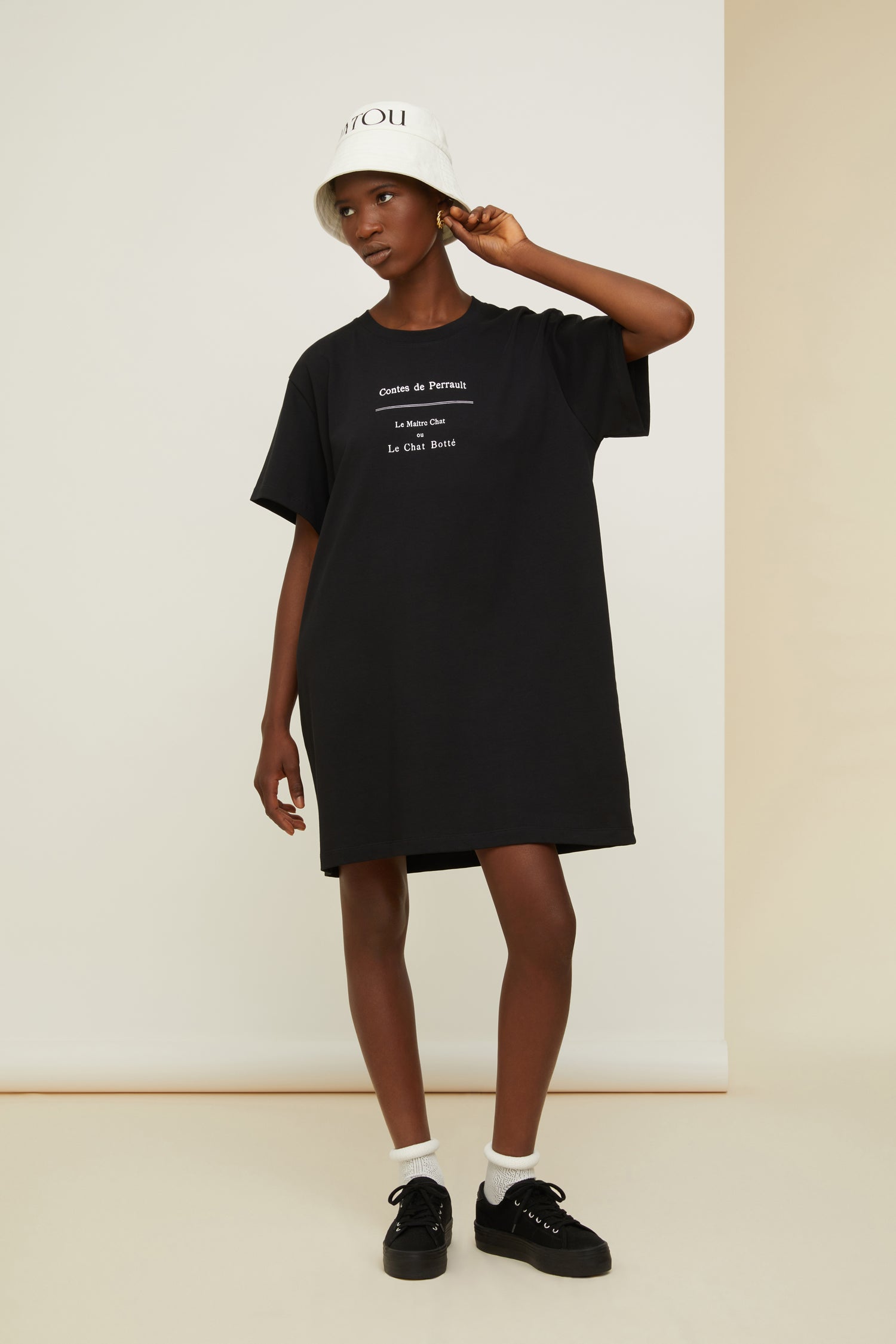 Patou robe P22JE0389990999B coton Black t-shirt col rond