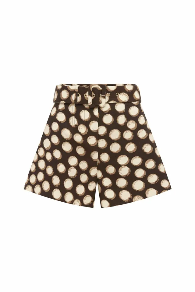 Alemäis Paula short tailleur lin taille haute à pois