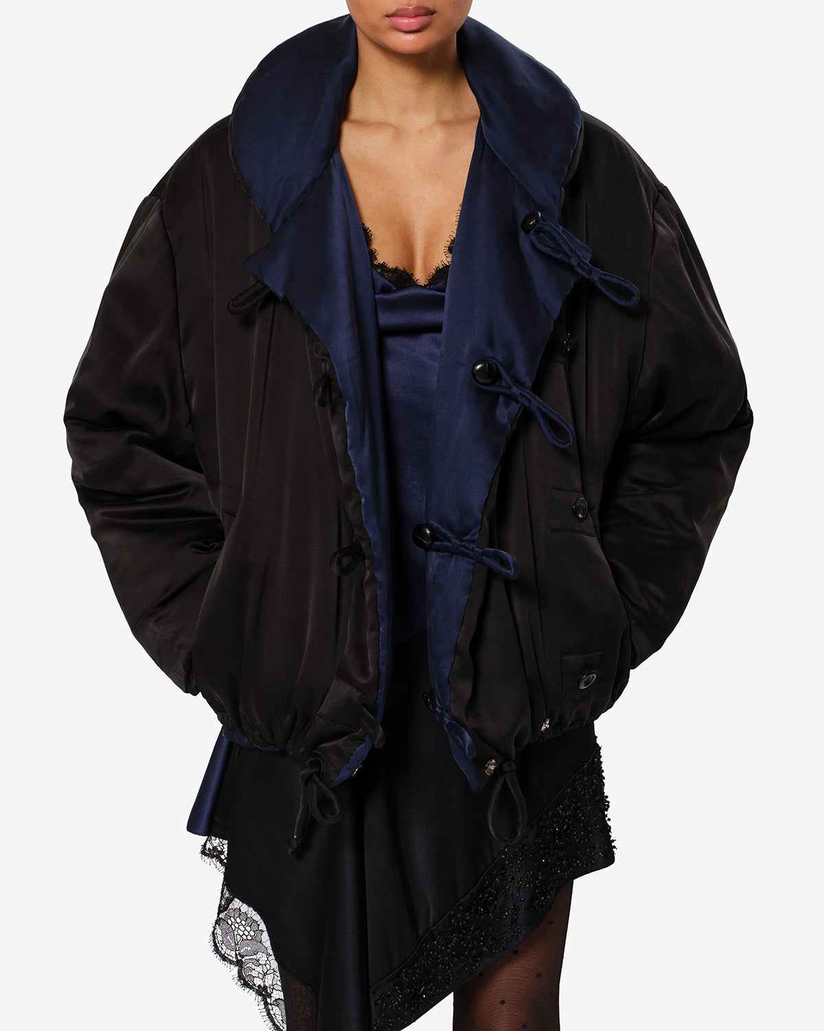 Isabel Marant Bleza manteau satin de soie nuit réversible