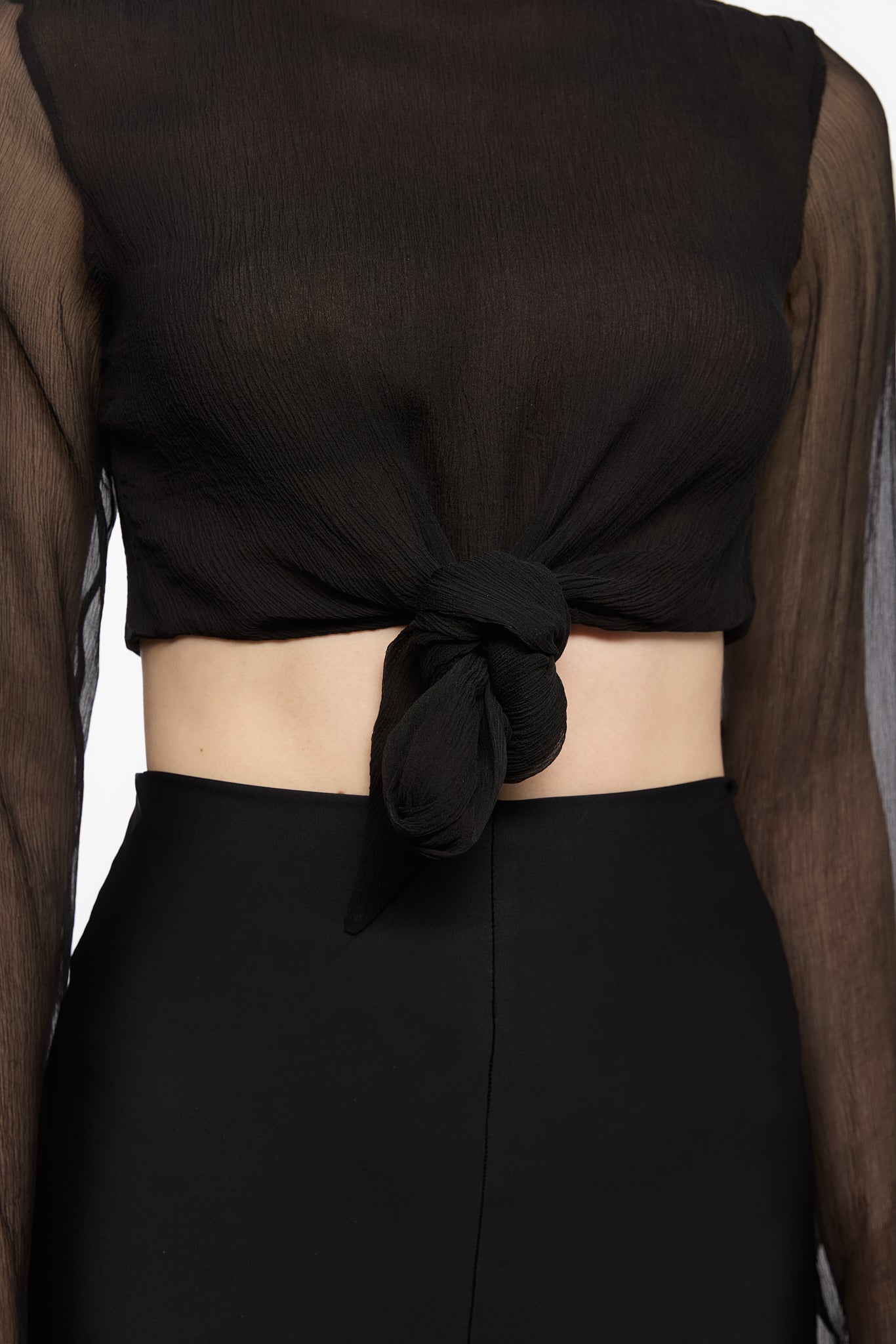 ATU Body Couture Black TETHER Top haut noir soie taille S