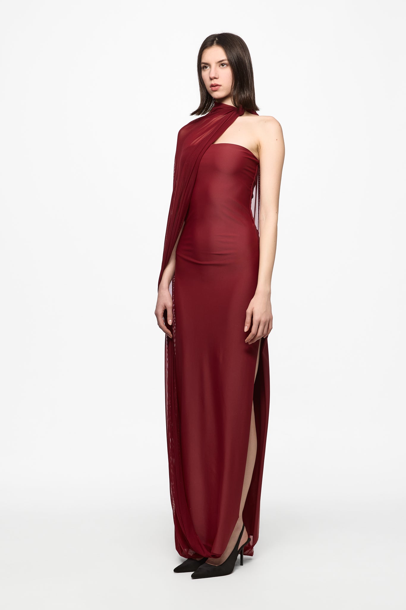 ATU Body Couture Tube Cape robe bordeaux fente taille S