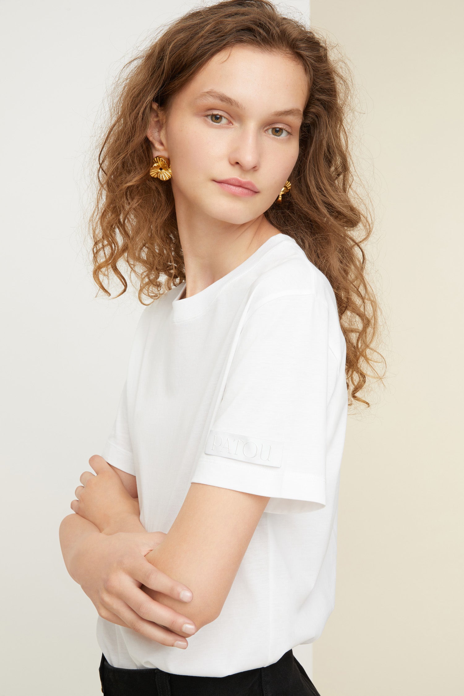 Patou JE008 tee coton bio col blanc