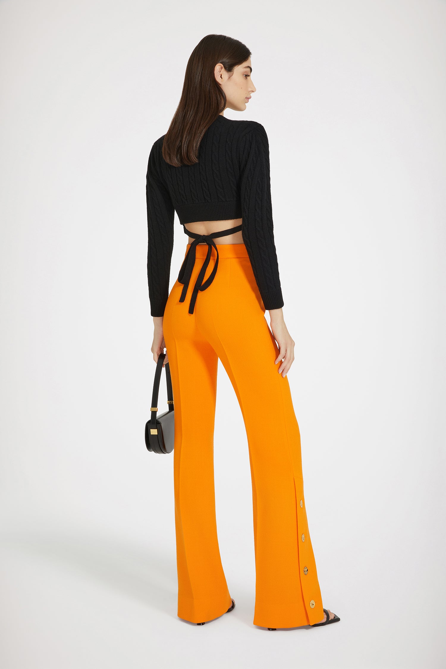Patou TR038 pantalon flare laine orange Bright