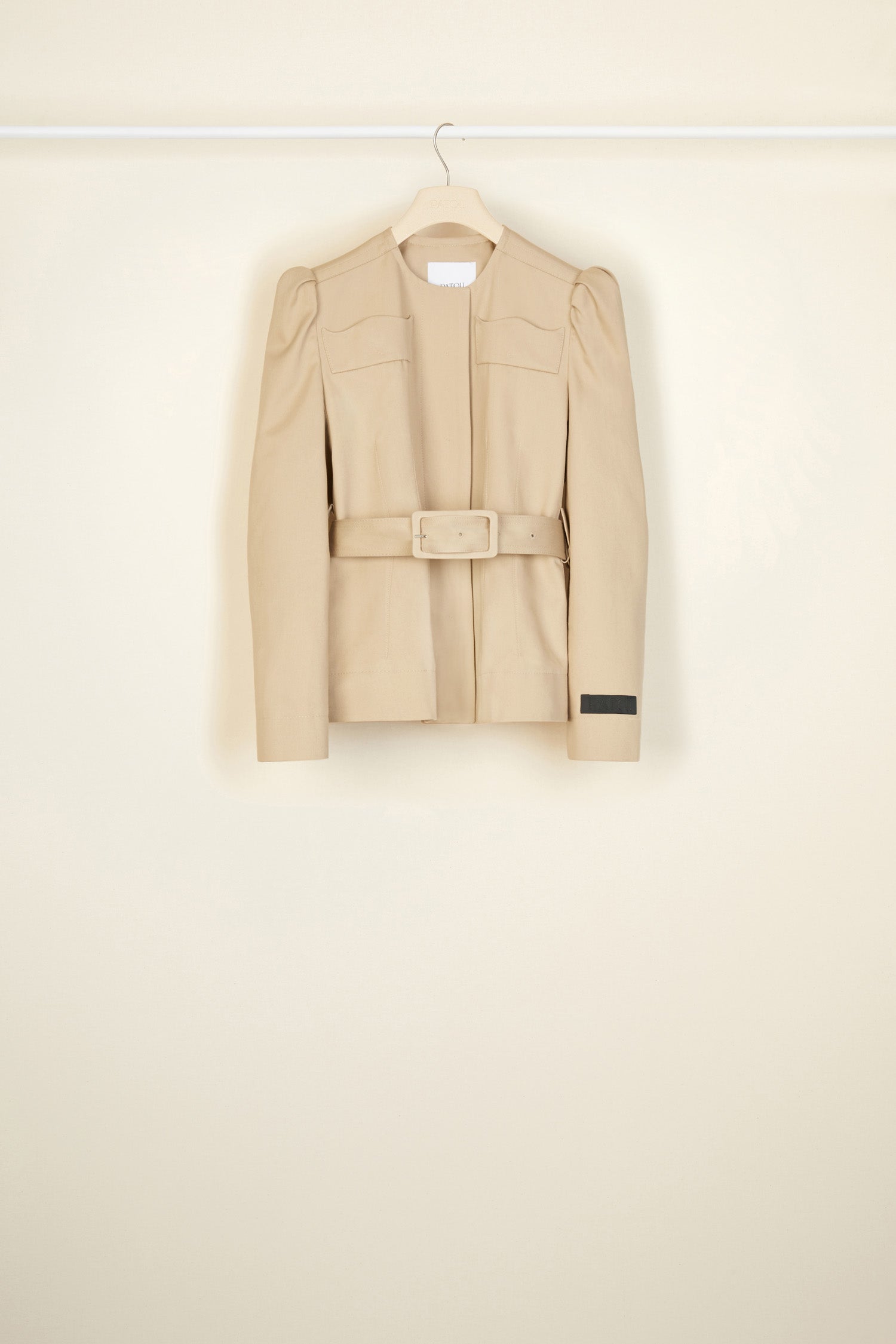 Patou Cropped Veste Gabardine Sable Coton Bio