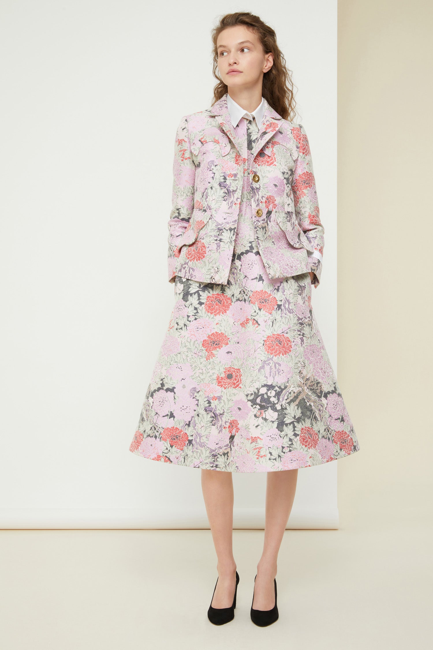 Patou JA017 veste jacquard coton Birds Peonies 34-44