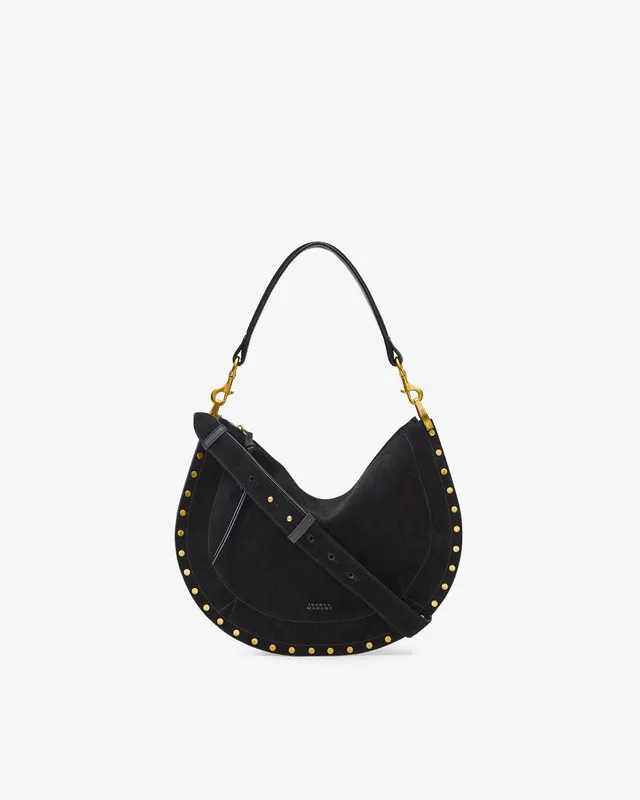 Isabel Marant Oskan Soft Zip sac cuir velours noir
