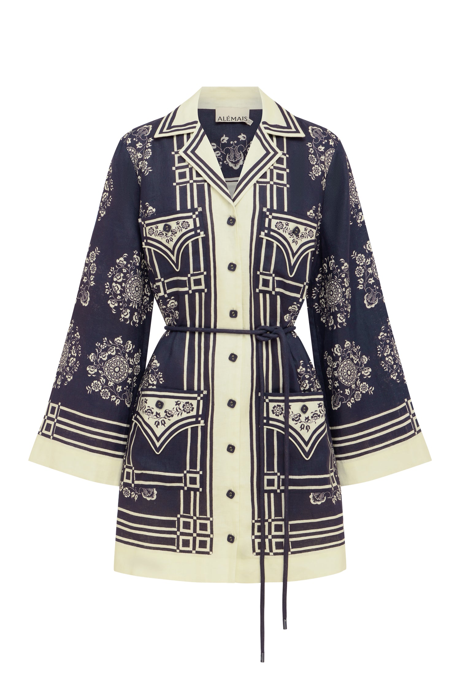 Alemäis Banderra Mini robe chemise lin ceinture