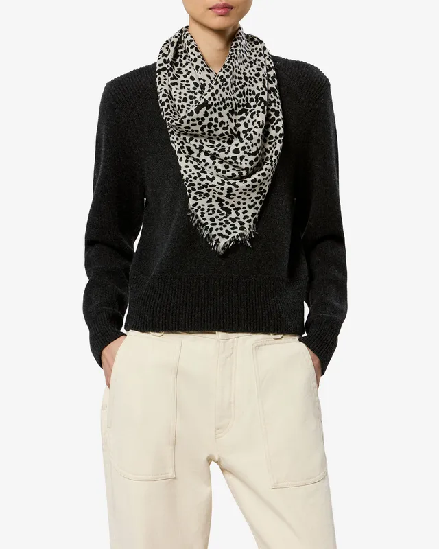 Isabel Marant Alecia EC052 écharpe beige noir cachemire