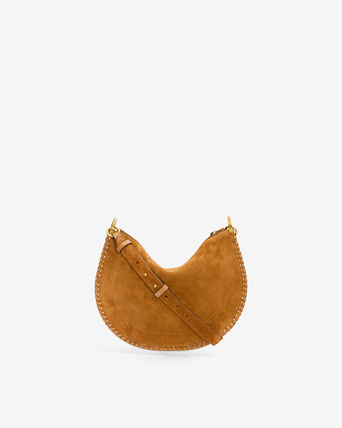 Isabel Marant Oskan Soft Zip sac cuir velours cognac