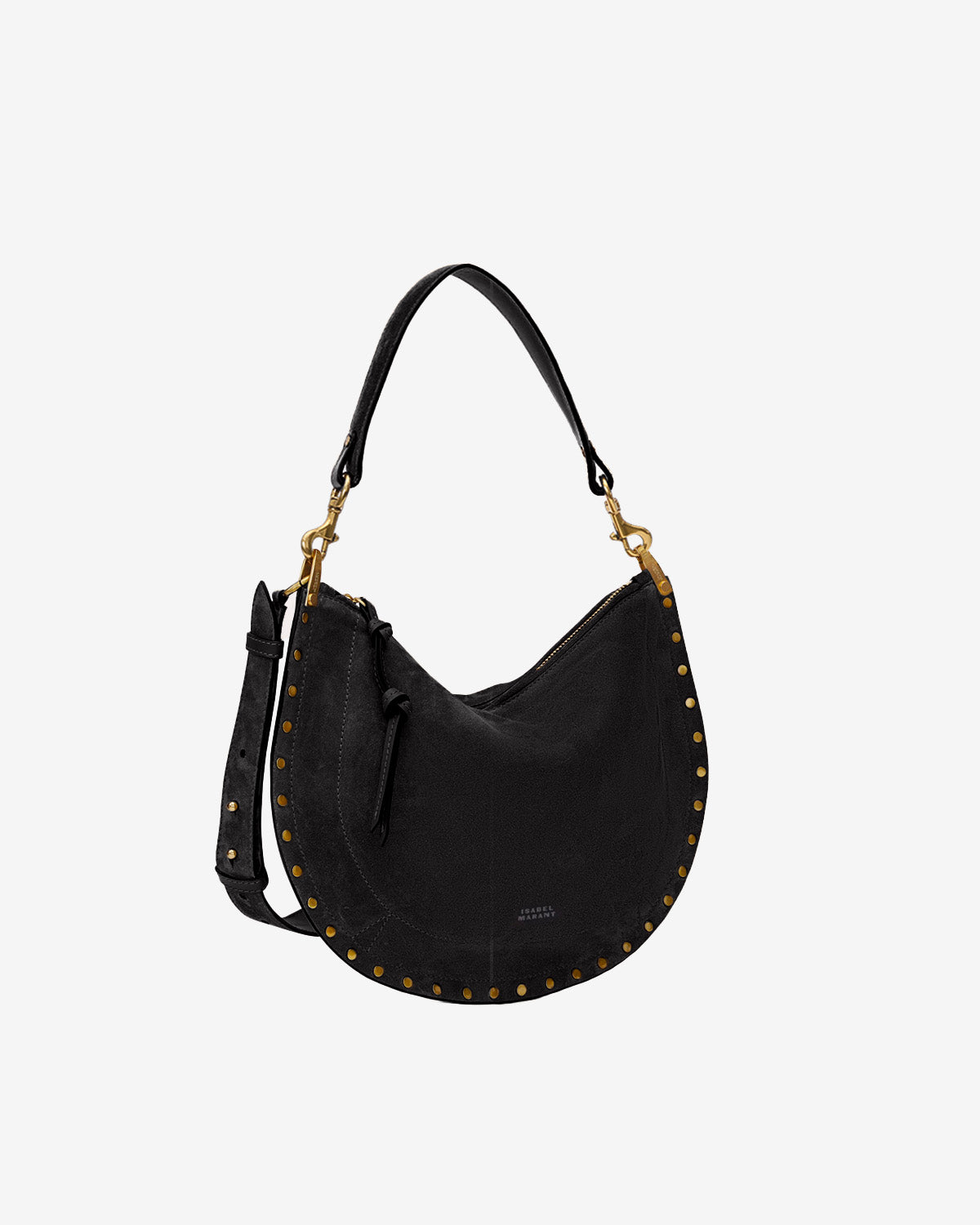 Isabel Marant Oskan Soft Zip sac cuir velours noir