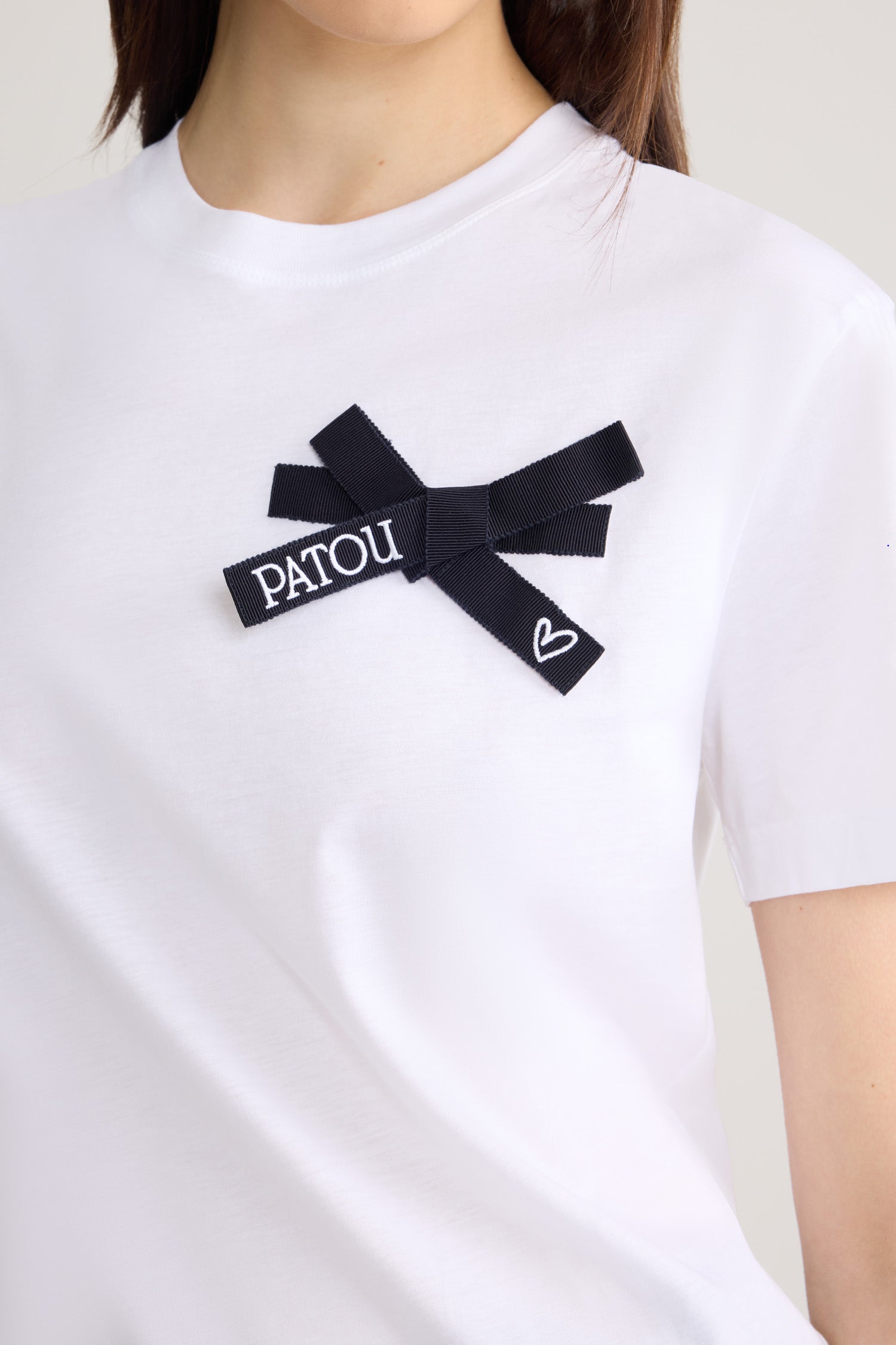 Patou JE185 t-shirt coton bio blanc nœud noir
