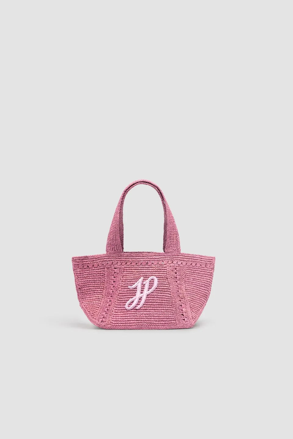 Patou sac cabas trapèze AC093 raphia monogramme rose TU
