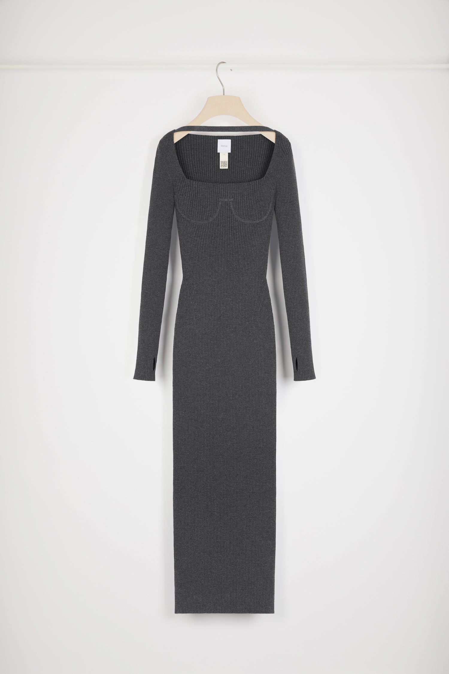 Patou Dresses KN142 robe maxi anthracite XS laine côtelée