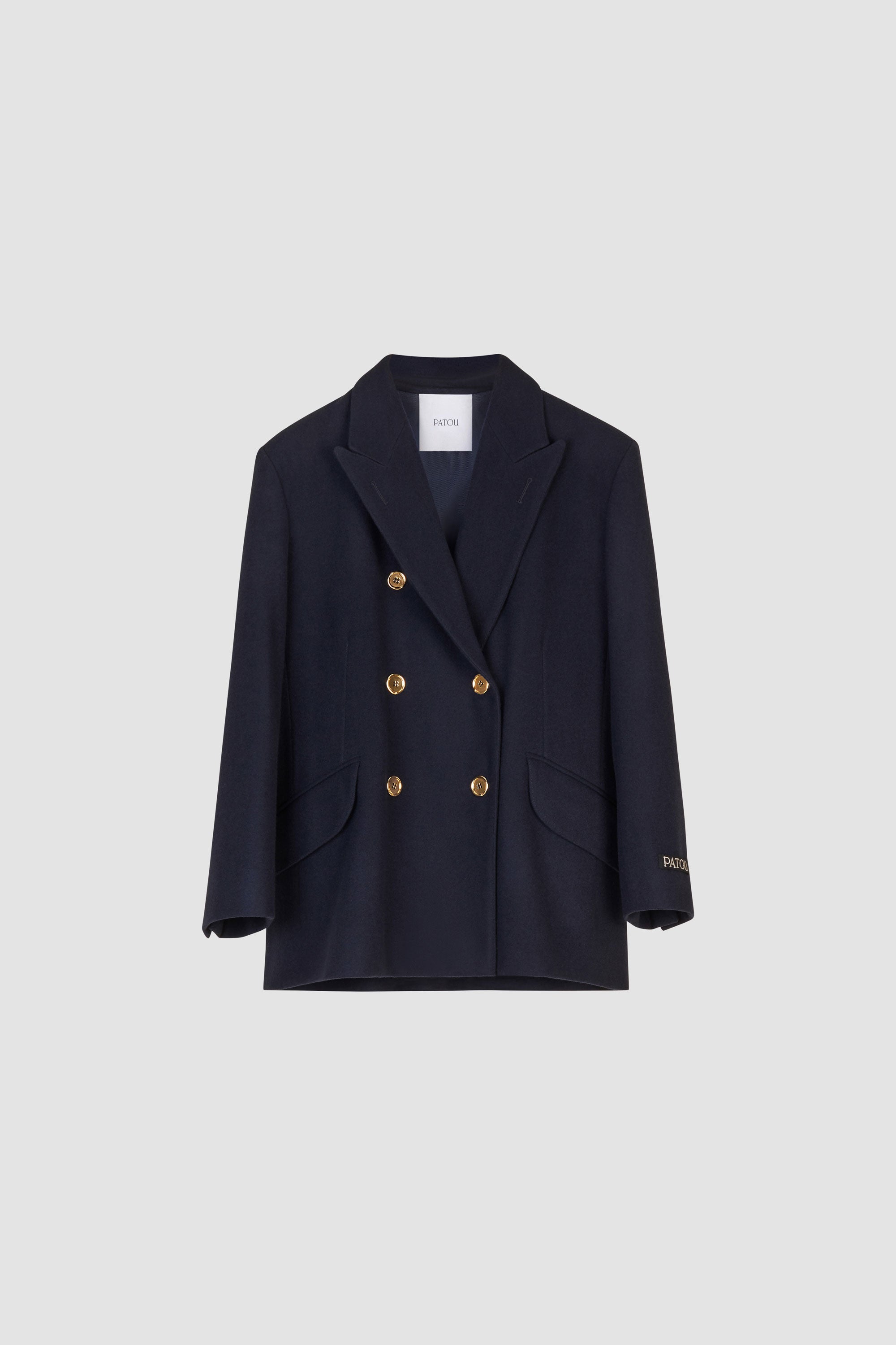 Patou veste croisée laine cachemire bleu marine 34