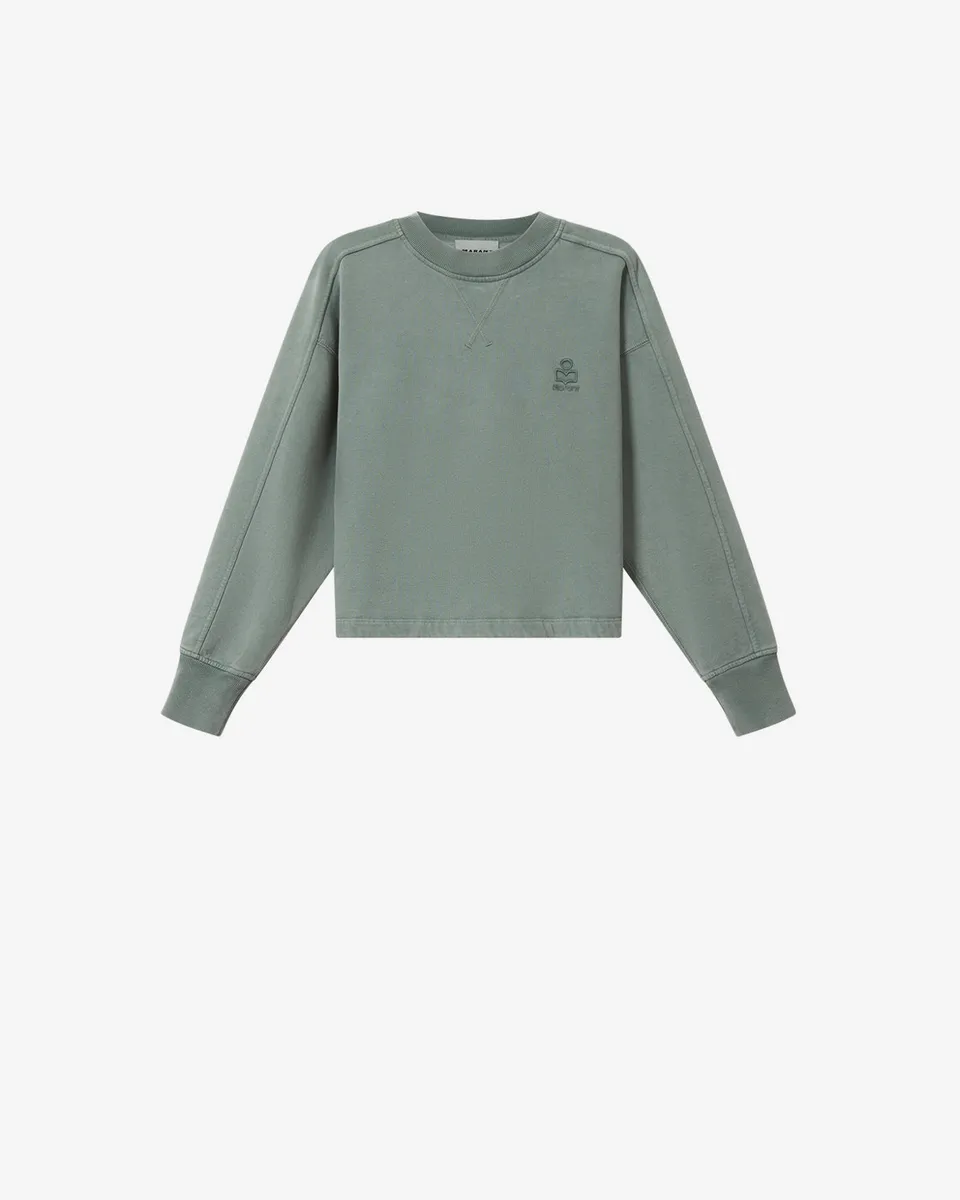 Isabel Marant Sunny sweat sauge molleton coton brodé