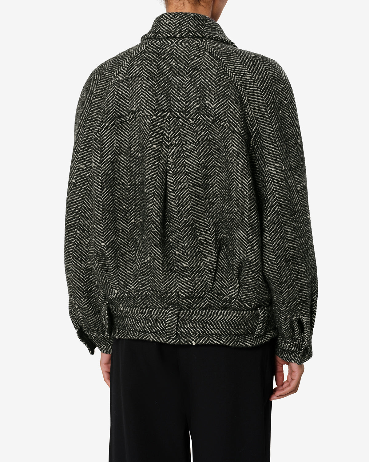 Isabel Marant Elvane manteau laine écru et noir chevrons