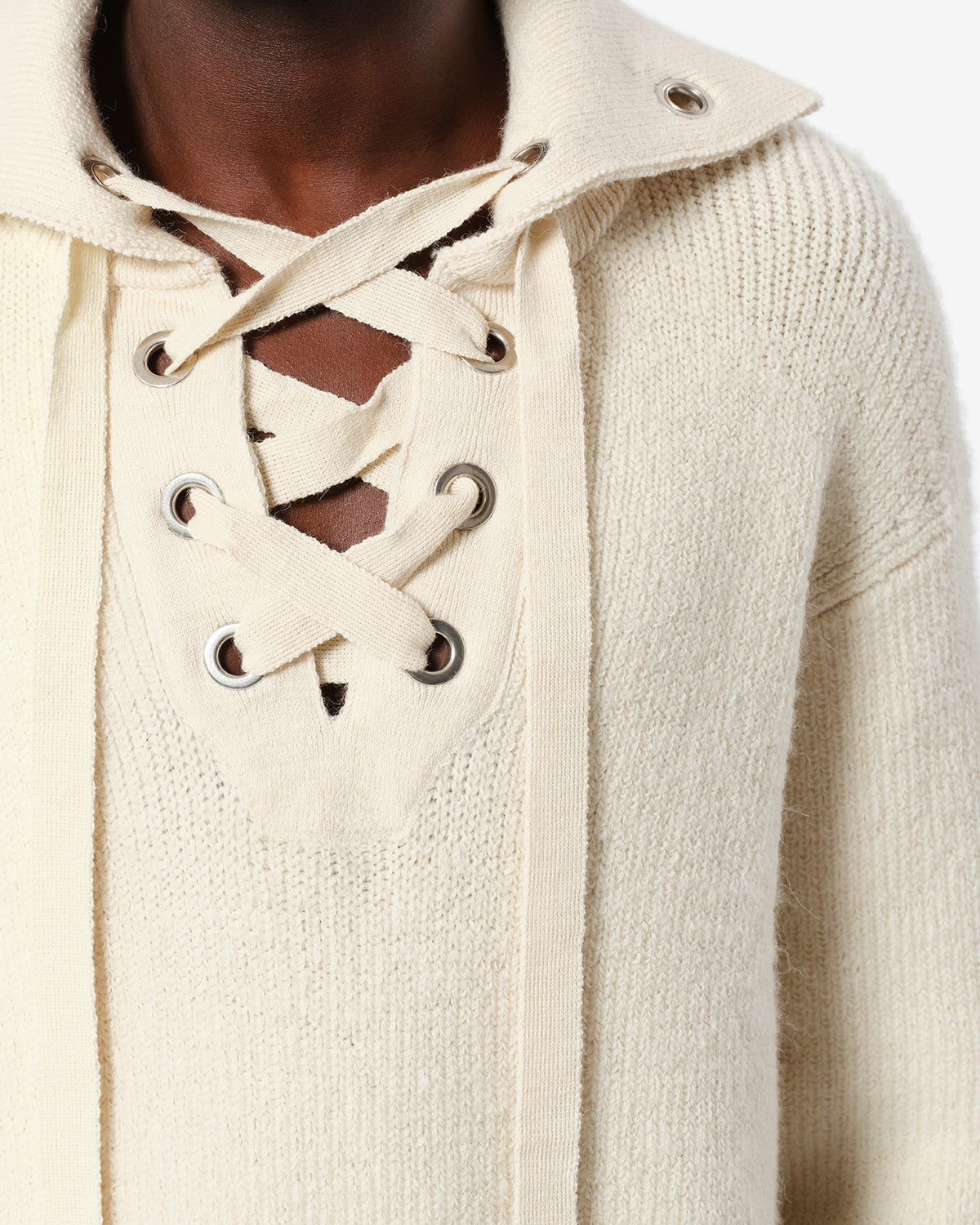 Isabel Marant Ydali pull laine écru oversize laçage