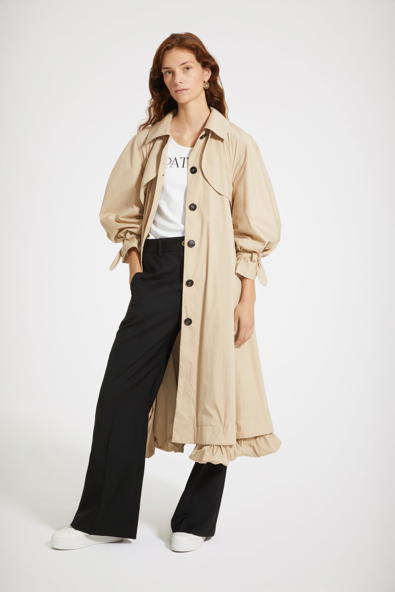 Patou OU005 trench coton sable ceinture