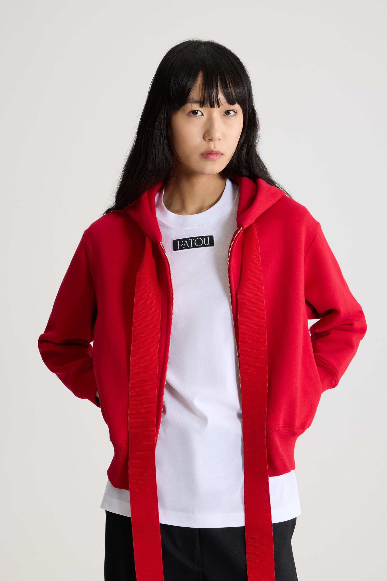 Patou H25JE196 sweat zippé molleton rouge scarlet
