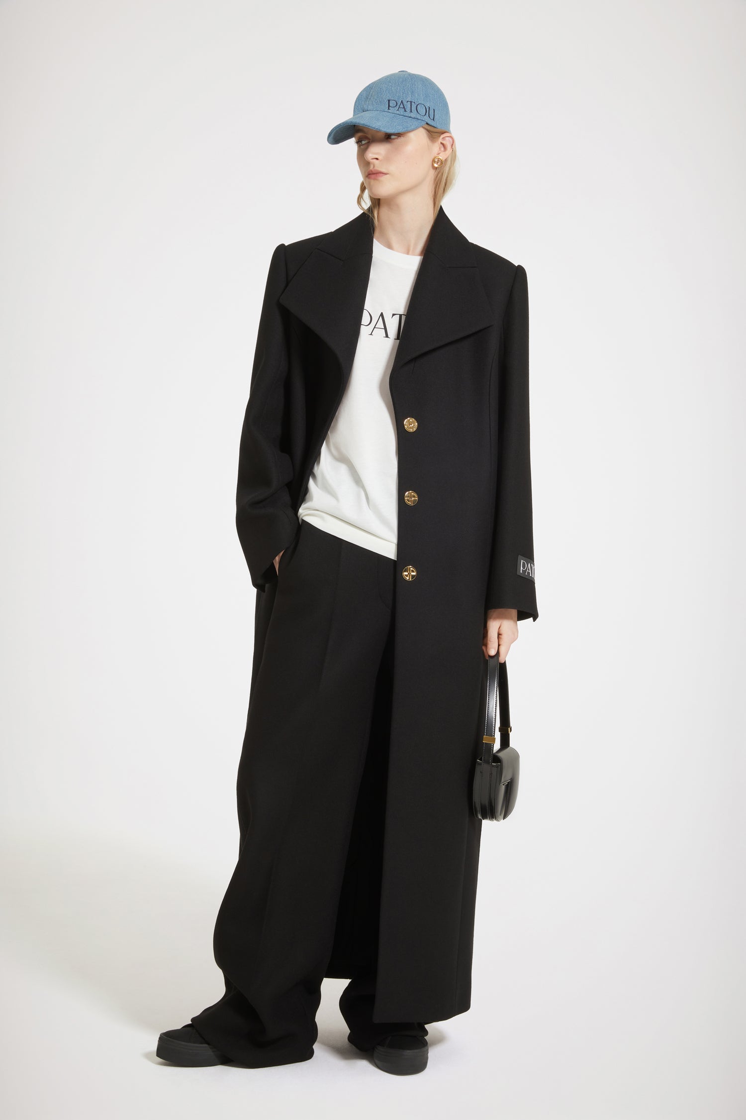 Patou Coats CO017 manteau long noir laine