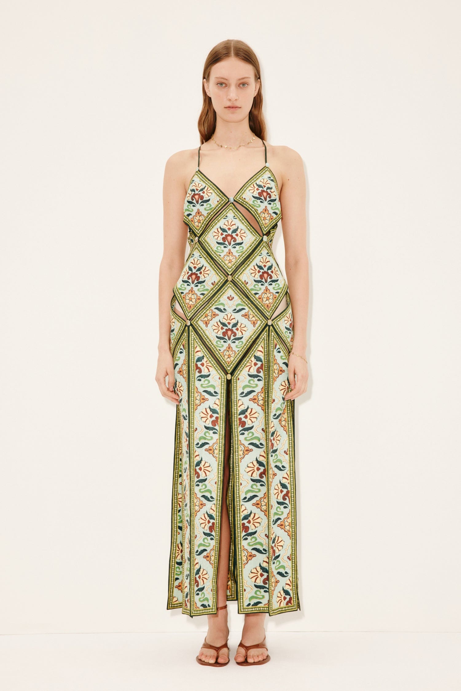 Alemäis Cece Midi Slip Dress robe midi imprimée col V