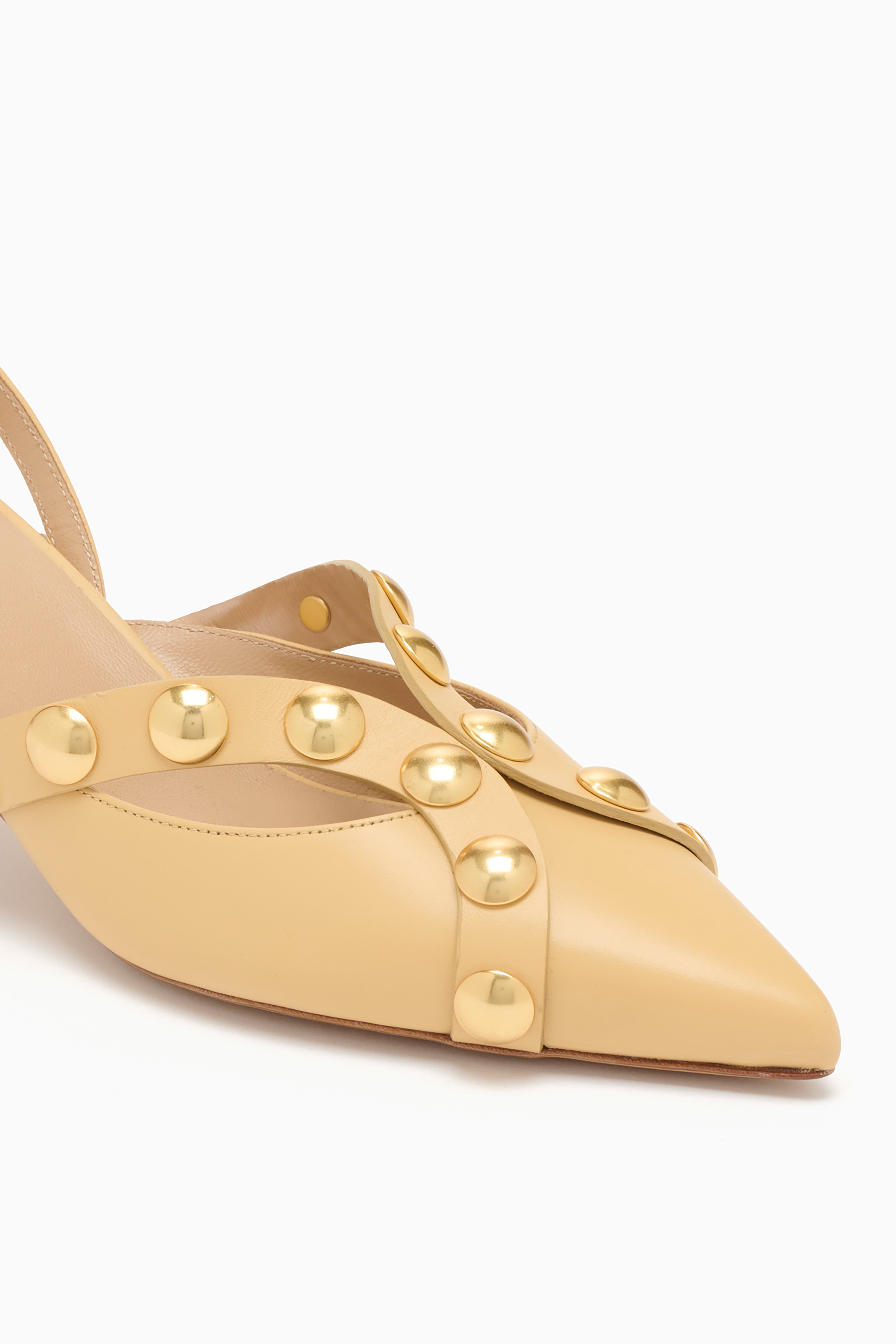 Ulla Johnson Vendome Escarpins Miele Cuir Cloutes Talon Kitten