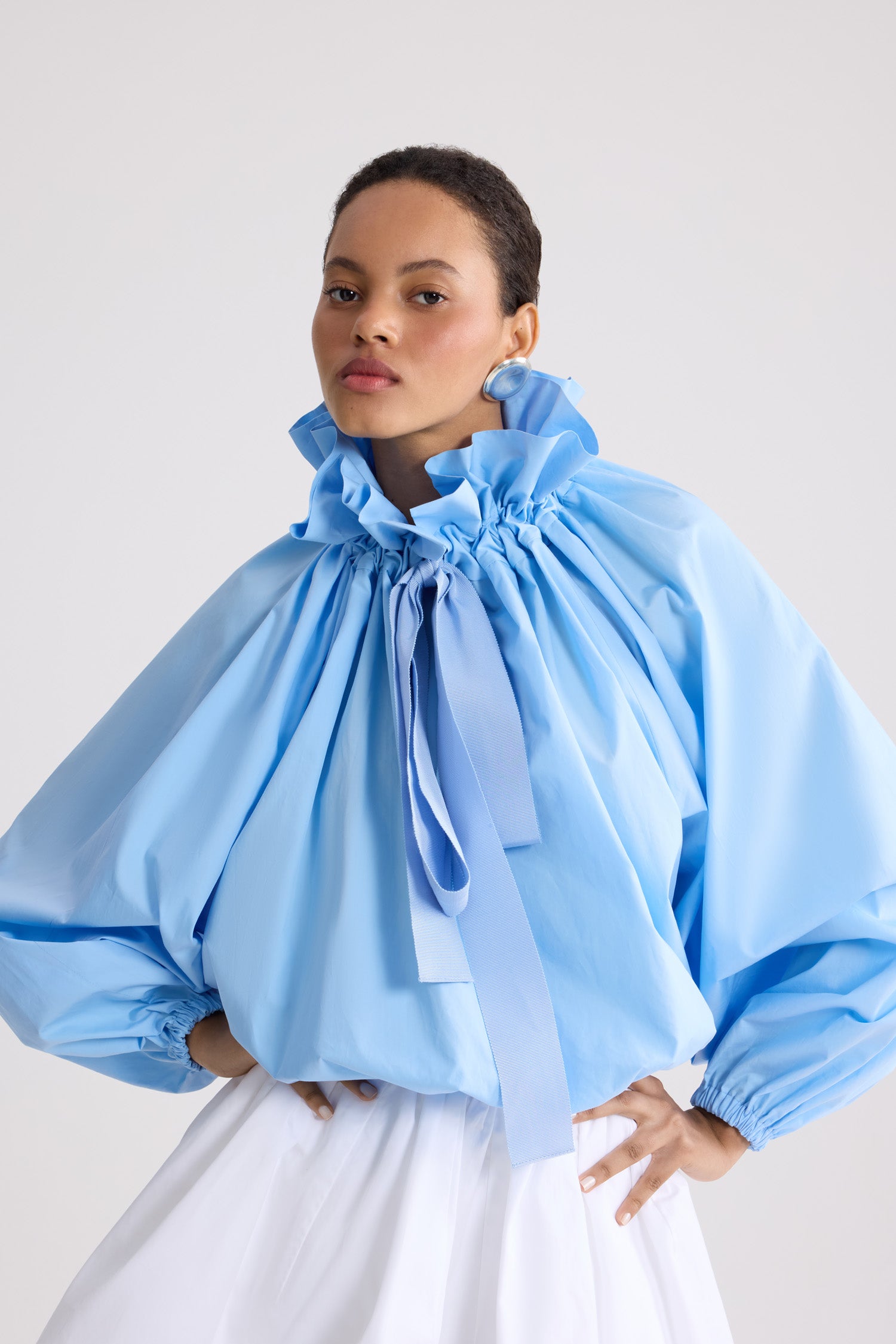 Patou P26TO0170017662B top bleu riviera coton volumineux
