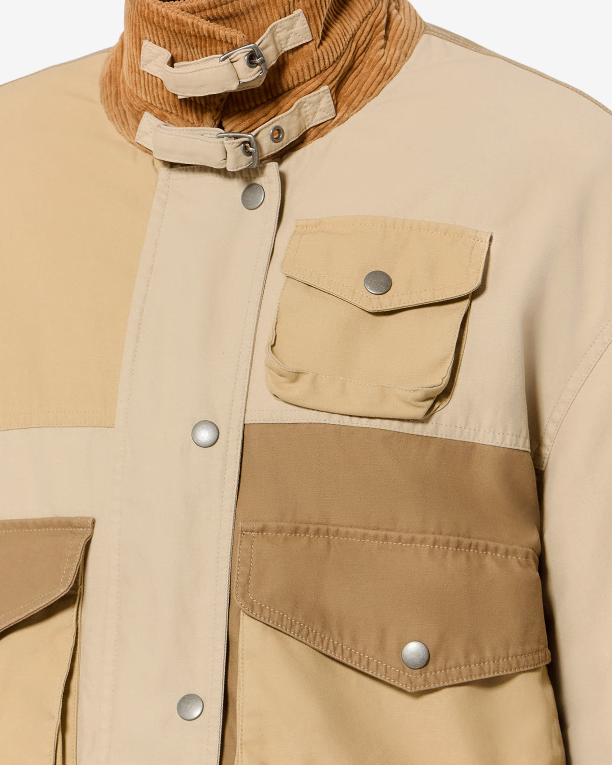 Isabel Marant Risla veste coton beige patchwork courte