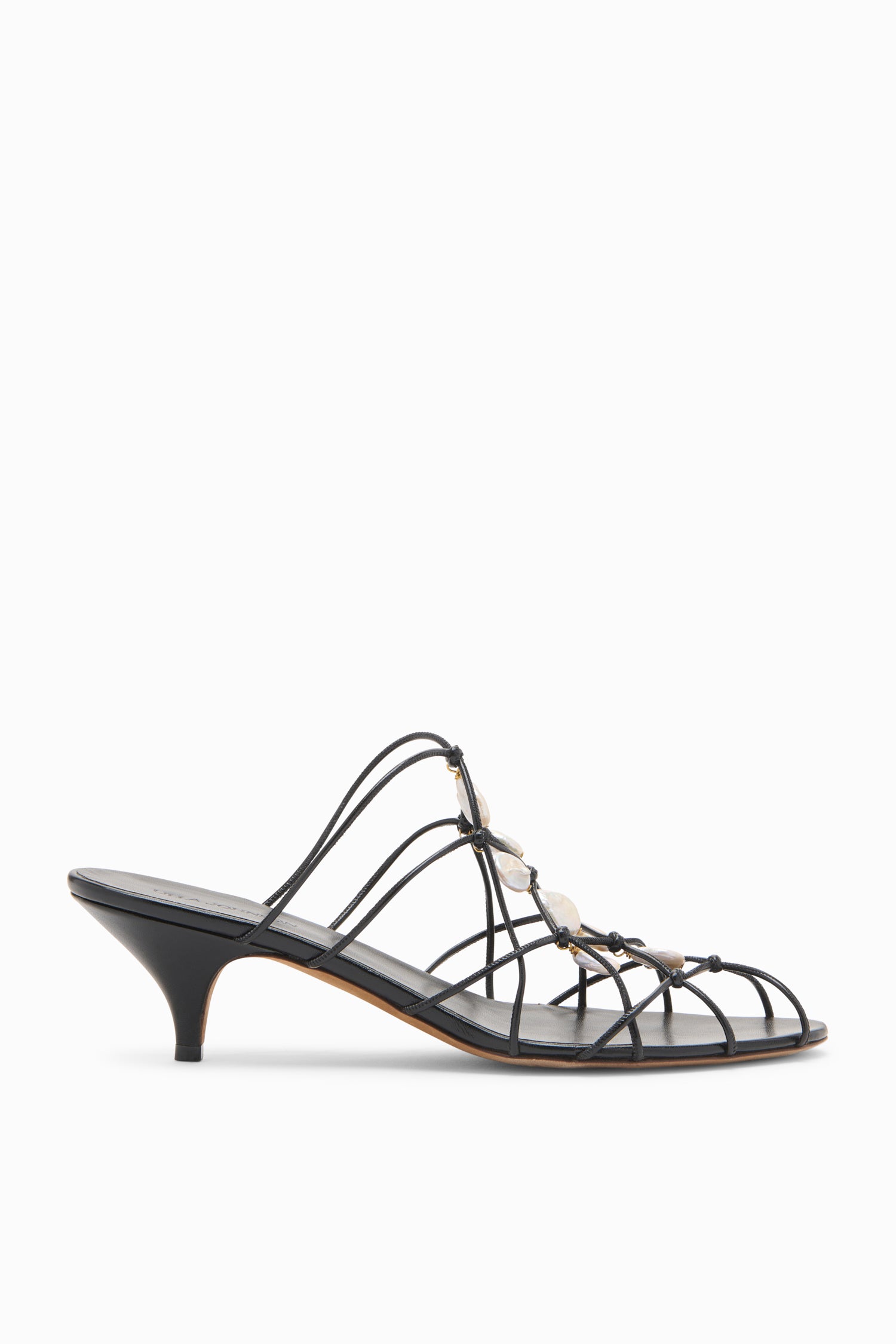 Ulla Johnson Colette sandale talon kitten Noir perles 50 mm
