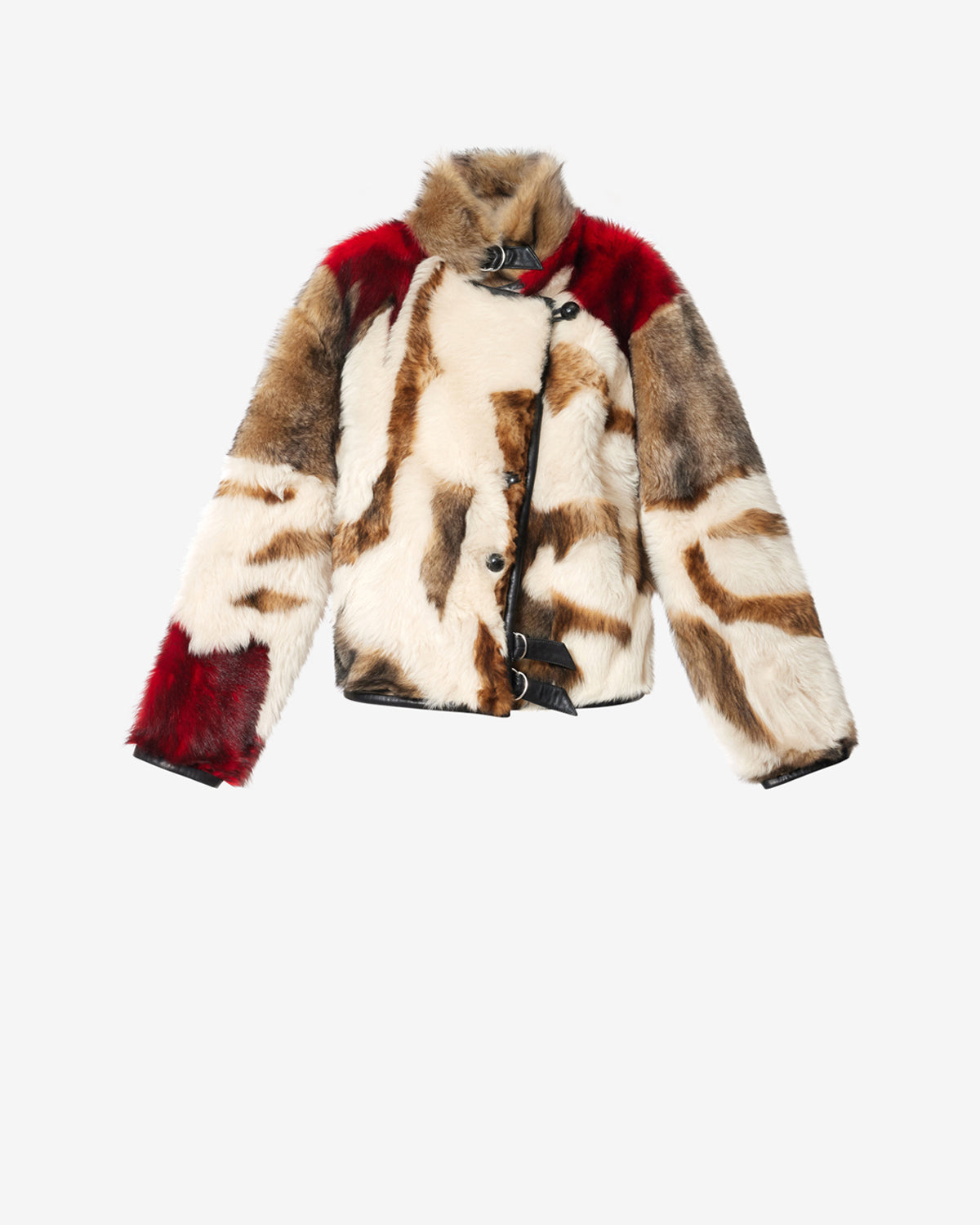 Isabel Marant Roama MA0590FB manteau shearling écru rouge