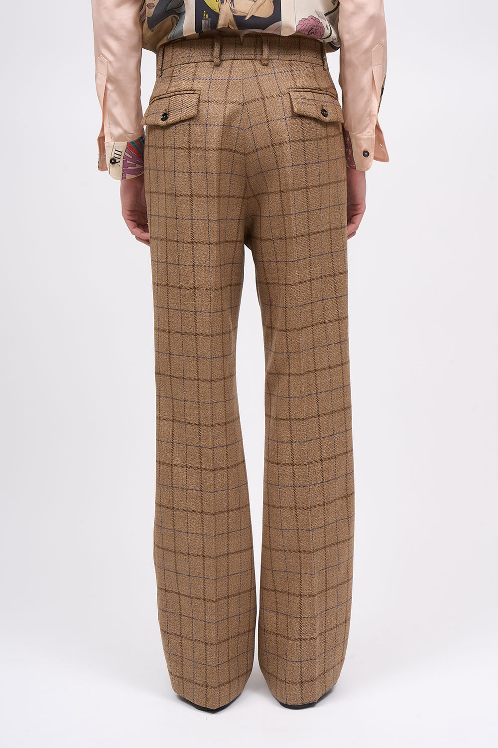 Paul & Joe GARY pantalon tweed laine carreaux camel flare